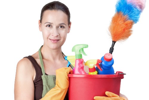 Cleaner reviewing property access and customer instructions