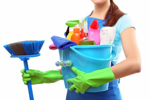 Staff member assessing a room before starting a cleaning job