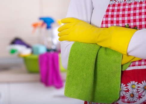 Waste sorting and responsible disposal during a cleaning job